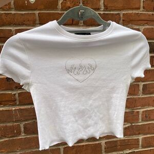 Cropped Tee With Gems